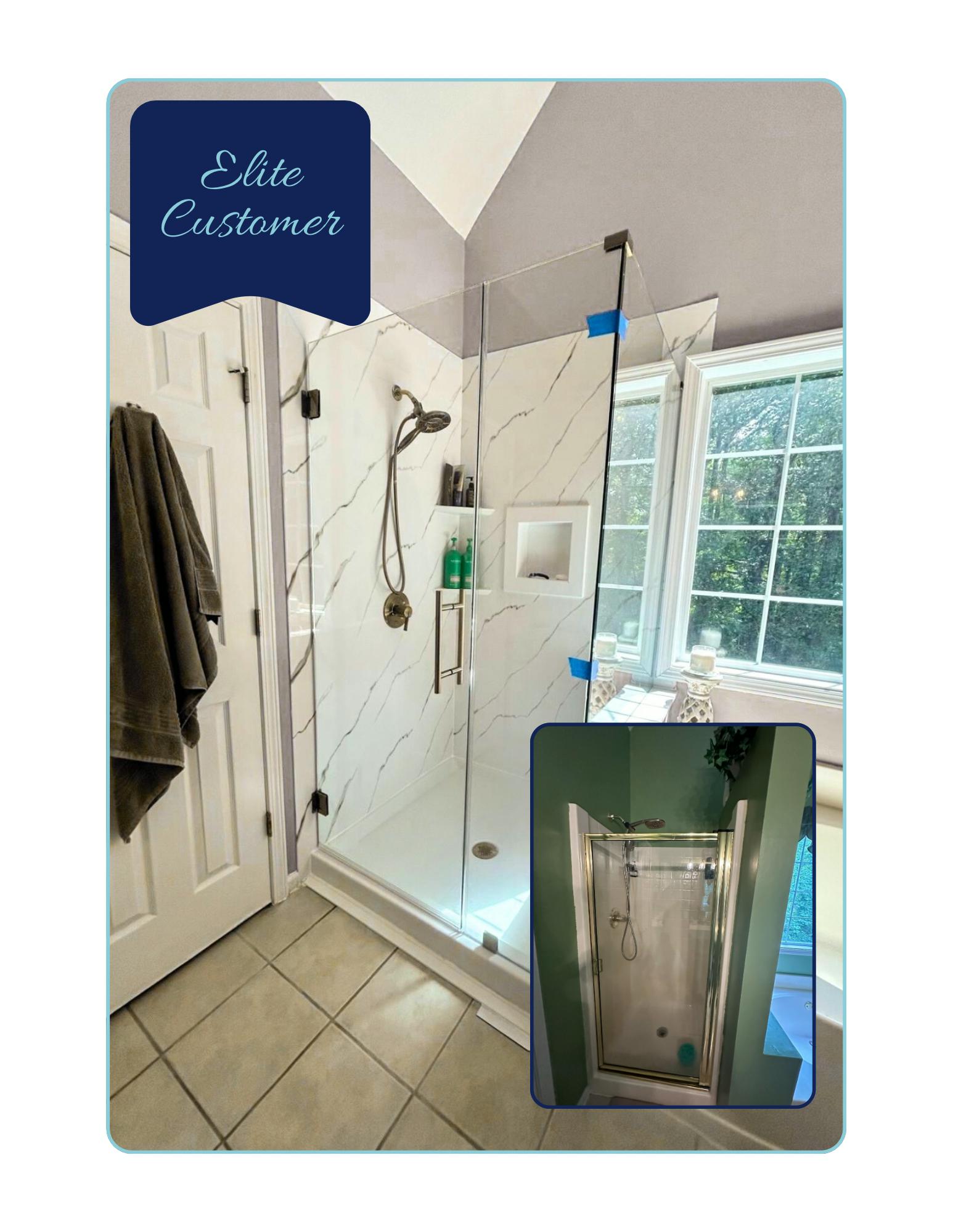 image of a before and after of a Tub & Shower Remodel in Woodstock, GA