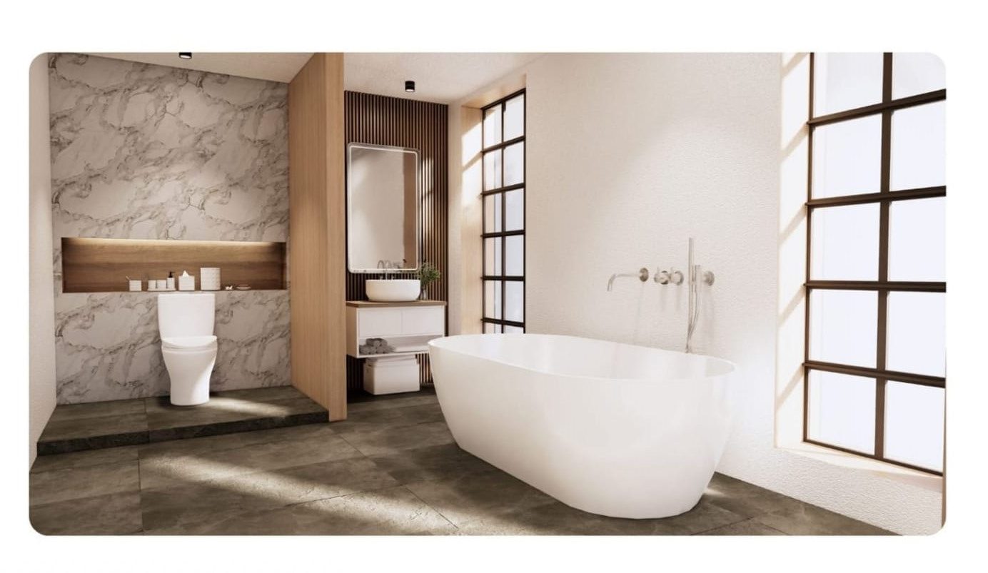 image of a modern bathroom makeovers completed by elite bath solutions